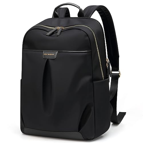 GOLF SUPAGS Mochila de mulher, casual mochila com compartimento para portátil de 15 polegadas, casual, moderno, impermeável, universidade negócios trabalho mala mochila de caminhada, preto