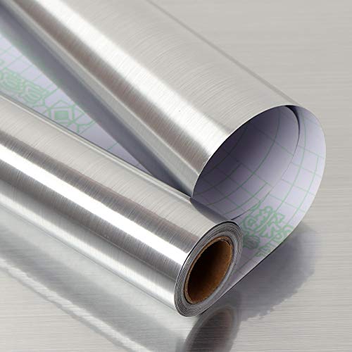 Livelynine 40 cm x 1000 cm vinil aço inoxidável vinil para rigorifico máquina de lavar louças vinil frigorífico armário cozinha autocolantes metal