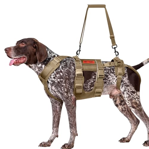 OneTigris Arnês para cães, arnês de apoio SKYEWALKER, arnês de elevação ajustável com 2 asas para apoio e reabilitação, adequado para cães médios e grandes, castanho, L