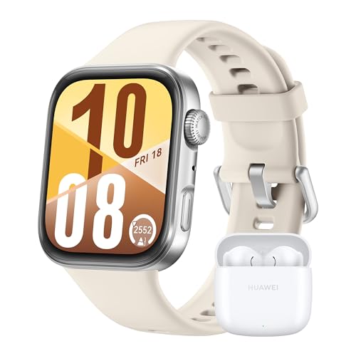 Huawei Watch FIT 4 Smartwatch + Freebuds SE2 branco, 100 modos de treino, ultrafino, monitor de atividade física, até 10 dias de duração, iOS e Android, garantia de 42 meses