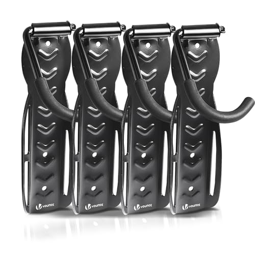 VOUNOT® Suportes de parede para bicicletas, gancho para pendurar bicicleta, suporta até 30 kg cada, suporte de bicicletas de armazenamento vertical para casa garagem, porão com parafusos pretos 4