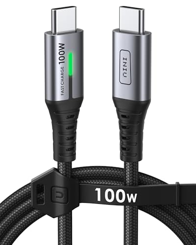 INIU Cabo USB C, 100 W 1 m cabo de carregamento rápido QC de USB C para USB C, cabo tipo C entrançado nylon de dados carregador de telefone USB-C para iPhone 15 Pro Samsung S24 S23 iPad Pro MacBook