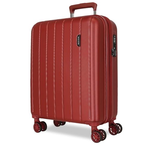 MOVOM Wood, mala de cabine, bagagem, interior com dois compartimentos, fabricado em ABS material resistente e leve, 4 rodas giratórias, fecho de combinação lateral, de Joumma Bags