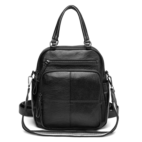 Kiepoar Mochila mala de ombro para mulher de couro impermeável, bolsa casual grande escolar 3 em 1, como mochila mala de tiracolo e mala de mão elegante multibolsos moda para escritório viagem escola