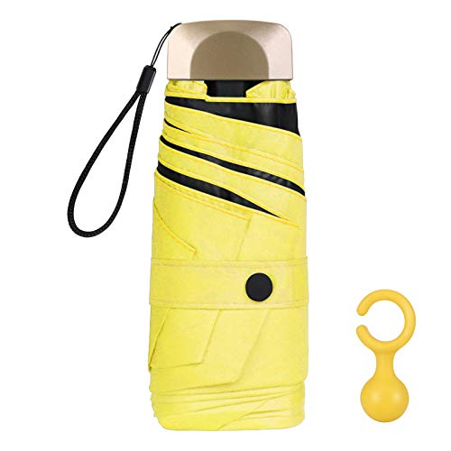 Vicloon Mini guarda-chuva, guarda-chuva de viagem portátil guarda-chuva dobrável antivento, guarda-chuva compacto dobrável de tecido de borracha preta 210T, impermeável de secagem rápida e resistente a raios UV