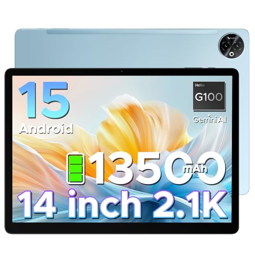 DOOGEE Tab E3 MAX Android 15 Tablet de 14 polegadas, 13500 mAh, 32 GB + 256 GB/TF 2TB, Octa-Core Helio G100, Gemini AI, 13 MP+ 5 MP/WiFi 5G/GPS/BT5/OTG/FACE ID/FACE ID/Alt/Alt/Alt/Alt/FACE ID/Alt/Alt