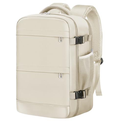 KIRFEIHT Mochila de viagem cabine avion 40 x 20 x 25 para Ryanair - pequena bagagem de mão mala de cabine e bolso anti-roubo para escola e lazer (bege), Bege