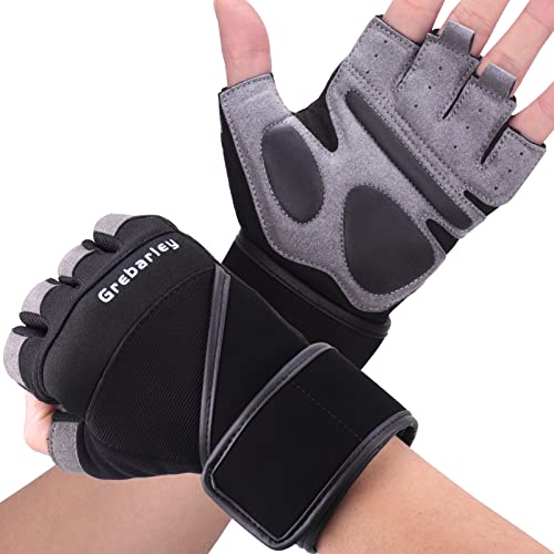 Grebarley Luvas de ginásio, ginástica luvas respirável com proteção completa de pulso e palma, treino cruzado, ginásio luvas de treino para homem e mulher