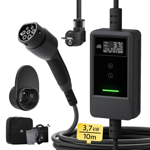 dé Carregador de carro elétrico de 3,7 kW [10 m, 6/8/10/13/16 A] carregador de veículo elétrico portátil para modelo Y/3, GLC, A250, GLA, Q3 e outros EV/PHEV
