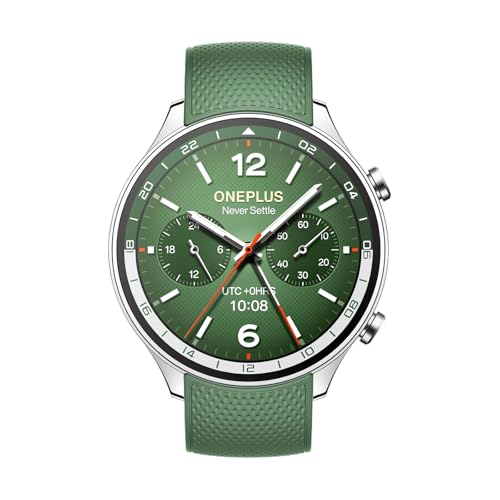 OnePlus Relógio inteligente Watch 2R Fitness Wellness com GPS de frequência dupla, armazenamento de 32 GB, autonomia de 100 horas, estanqueidade 5ATM, rastreamento de saúde, ecrã AMOLED, verde