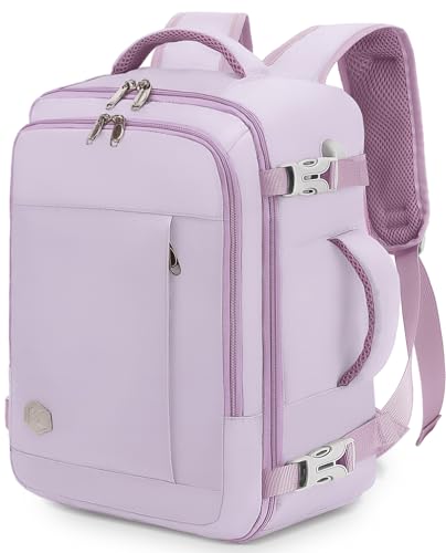 VANKEV Mochila viagem cabine avião para Ryanair Easyjet mochila cabine bagagem de mão mala de viagem mochilas mulher homem, Roxo e amarelo:
