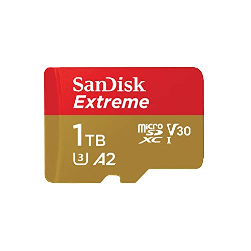 SanDisk Extreme cartão micro SDXC 1 TB adaptador SD, (para smartphones, câmaras de ação, drones) V30, até 190 MB/, RescuePRO Deluxe, A2 C10 U3 UHS-I,