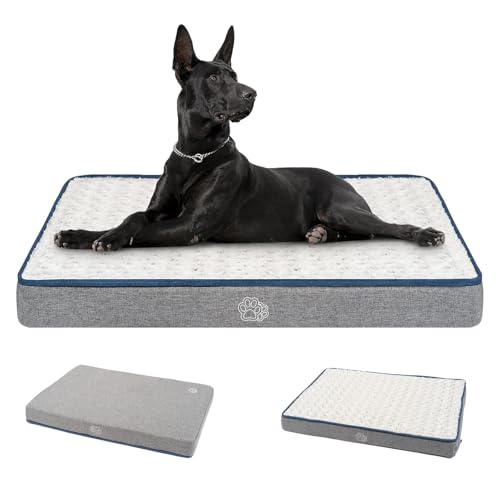 EMPSIGN Cama cão animais de estimação impermeável de dupla face (quente e frio), capa removível lavável na máquina, tapete de cama para cães grande para dormir (XX-LG, cinzento)