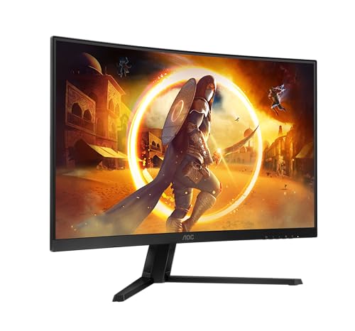 AOC Gaming CQ32G4VE Monitor curvo QHD de 31,5" polegadas, 180 fércios, 0,5 ms, HDR10, FreeSync Premium (VA, 1500R, 2560 x 1440, HDMI, DisplayPort), preto/cinzento