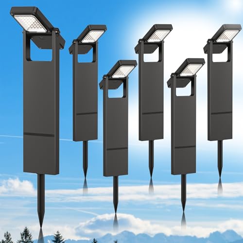 kefflum Luz solar exterior jardim 300 LM, 2200 mAh Lanternas solares exteriores de 2,5 W de silício policristalino, luz branca quente, resistente à água IP65, adequadas para caminhos, pátios e relva