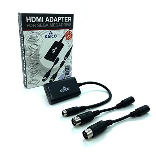 Kaico Sega Megadrive Adaptador HDMI 1080p, para uso com Sega Genesis - suporta saída de vídeo S, suporta consolas PAL e NTSC - interruptor de relação de aparência para 16:9 ou 4:3