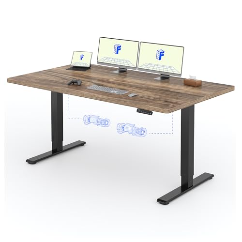 FLEXISPOT 2 Motor de mesa elétrica elevável 180 x 80 com uma mesa completa, mesa de elevação com painel de memória, mesa elétrica regulável em altura, carga de 100 kg, preto + castanho