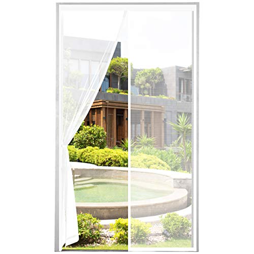 ENGROSAR Mosquiteira de porta magnética proteção contra insetos, 120 x 210 cm, cortina de porta exterior de varanda/pátio, mosquiteira para porta com fecho automático, fácil instalação sem perfurar