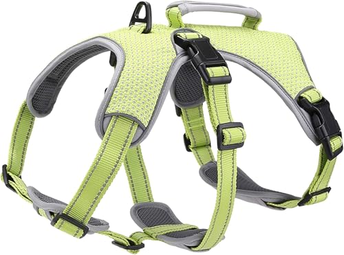 BELPRO Arnês de apoio multiusos para cães, à prova de escape, colete refletor ajustável com pega durável, arnês para cães grandes e ativos (verde, XL)
