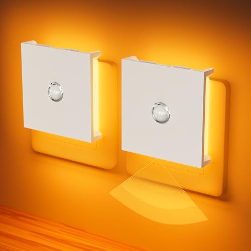 Feliigo Luz noturna com sensor de movimento, 2 peças luz noturna infantil tomada regulável com 3 modos, brilho ajustável para quarto de crianças, casa de banho, corredor, cozinha, escadas