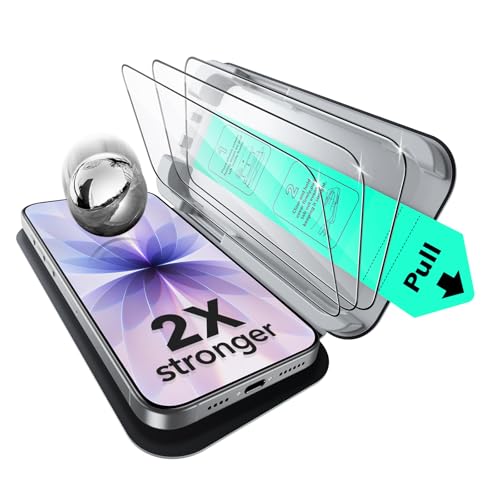 ESR Conjunto de 3 protetores de ecrã para iPhone 17/iPhone 16 Pro, grau militar, sem lasca, dureza 9H, vidro temperado, cobertura total, bandeja UltraFit