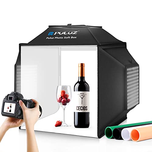 PULUZ Caixa de luzes fotografia 40 x 40 cm, 480 luzes LED cubo branco fotográfico com 4 fundos de PVC coloridos para fotografia de jóias e produtos