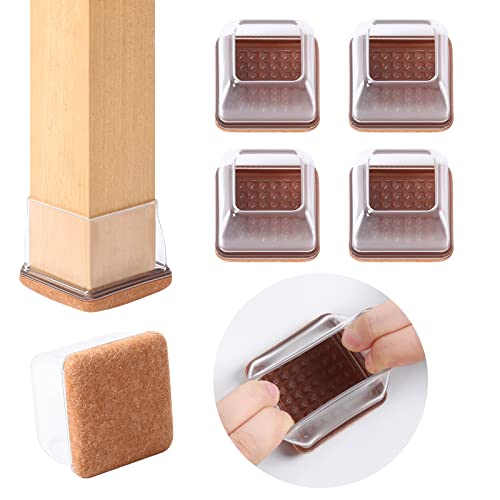 Ezprotekt Capas quadradas transparentes de tecido não tecido 37 - 50 mm para pernas de cadeira, capas para pernas de cadeira, protetores de pés de cadeira de movimento suave