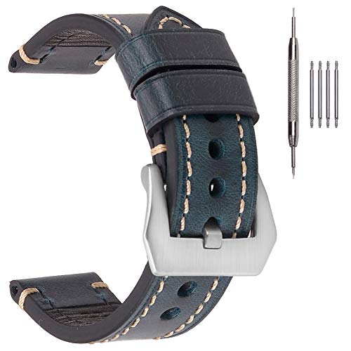 EACHE Correias de relógio de couro grosso para homens, Crazy Horse/correias de relógio de couro fechado com óleo 20 mm 22 mm 24 mm 26 mm mais cores