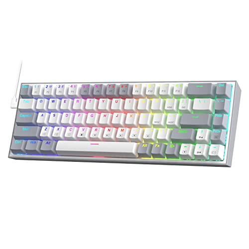 Redragon K631 Teclado para jogos RGB com cabo de 65%, teclado mecânico de 68 teclas intercambiável a quente troca a quente, PCB montado em placa Free-Mod, interruptor linear vermelho