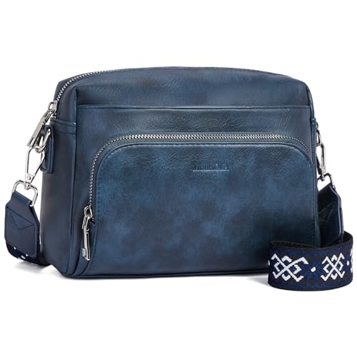 MUIIKOLA Mala de ombro para mulher, bolsa cruzada para mulher, pequena, de couro sintético, alça de ombro para mulher com alça de ombro Verstelbaar, A-azul escuro
