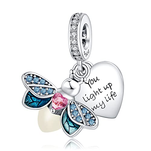 Amuefer Charms Plata De Ley 925 Pulsera Collar Colgantes Perlas Encanto Mariposas, Amor, Regalos Para Madre CumpleañOs Tortugas, Viaje Perlas Regalo