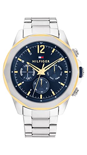 Tommy Hilfiger Reloj Analógico Multifunción de Cuarzo para Hombre con Correa de Acero Inoxidable, de Silicona o de Cuero
