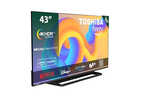 Toshiba 43UF3F63DAE 4K UHD Smart Fire TV de 43 polegadas (Ultra HD, HDR10, controlo de voz Alexa, Airplay)