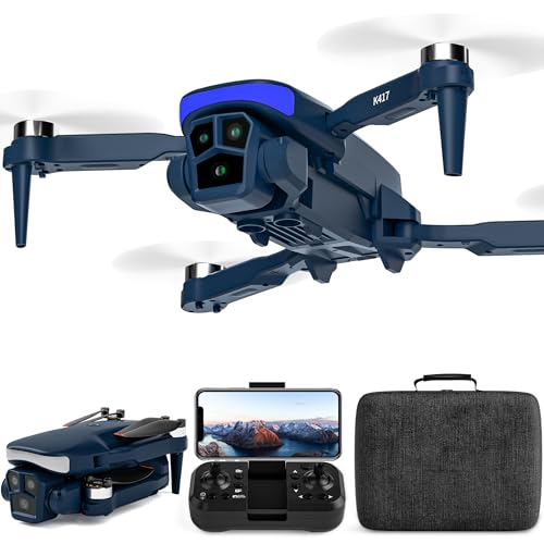 Drone com câmara dupla 1080P para adultos e crianças, FPV RC Quadcopter dobrável com motor sem escovas para iniciantes, controlo de gestos, 3D Flips, ajuste de velocidade, com vídeo Wi-Fi ao vivo