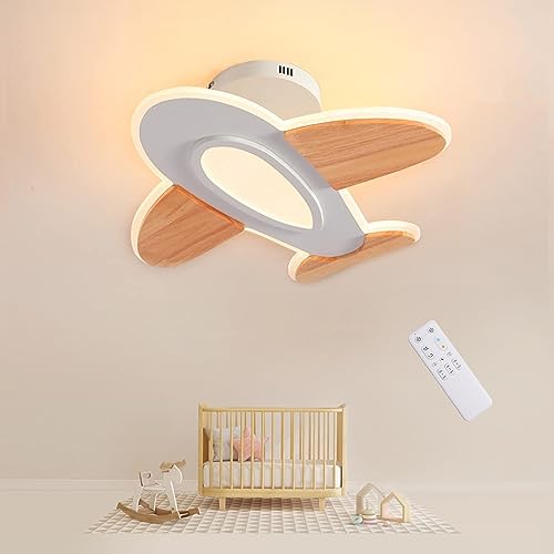 FANLG Candeeiro de teto, candeeiro de quarto infantil, 40 W 50 cm candeeiro de avião regulável com controlo remoto, 3000 K-6000 K, candeeiro de arte moderna para crianças, quarto, sala de estar