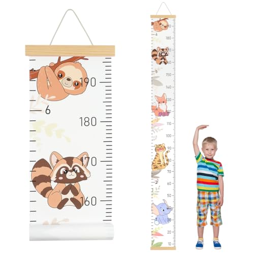 Aolso Medidor de altura gráficos de crescimento, medidor de altura para crianças, medidor de altura crianças parede montada na parede, tabela de crescimento, decoração do quarto infantil - zoo