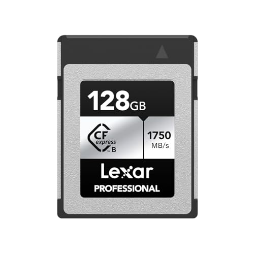 Lexar Professional Silver Series de 128 GB cartão CFexpress tipo B, cartão CFe leitura de até 1750 MB/s, adota PCIe Gen3x2, cartão de memória CF compatível com DSLR, câmara XQD (LCXEXSL128G-RNENG)
