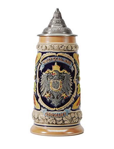 Amoy-Art Jarro de cerveja alemão personalizado Viking Stanley caneca águia imperial Beer Stein Mug com tampa para aniversário presente homem pai marido 0,6 Liter