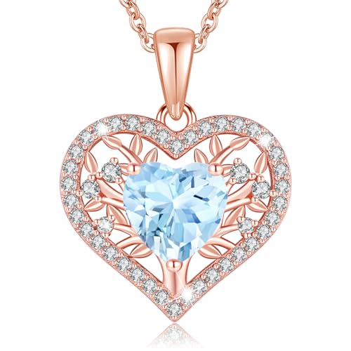 LAVUMO Collar Mujer Corazón Árbol de la Vida Joyas Mujer Plata de Ley 925 Regalos Originales Esposa Mamá Novia Navidad Cumpleaños Día San Valentín Regalo