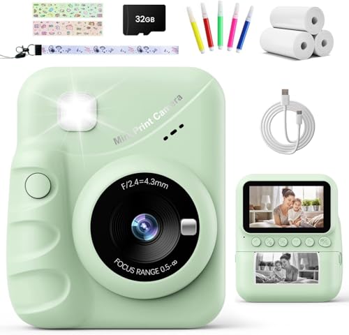 TIATUA Câmara com fotos infantis instantâneas, 3,0" HD 48 MP câmara instantânea para crianças com cartão de 32 GB e papel de impressão, HD 1080P câmara instantânea para meninos e meninas 3 a 12 anos