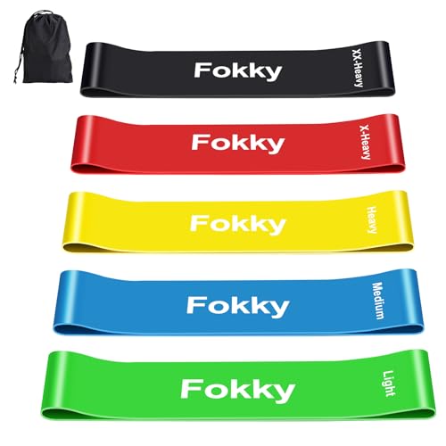 Fokky Bandas elásticas de músculos [Set of 5], fitas elásticas de musculação Skin-Friendly borrachas elásticas musculação, bandas elásticas fitness com saco de armazenamento para pernas, glúteos, braços, ioga