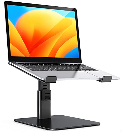 Babacom Suporte portátil de mesa com 8 altura ajustáveis, liga de alumínio, elevador portátil ergonómico, ventilado, portátil stand, compatível com MacBook/Air/Pro, cromado e tablets, 10-16" preto