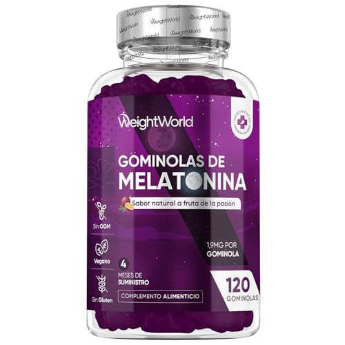 Melatonina de borracha de 120 unidades com vitamina B6 e sabor natural de fruta da paixão, Gummies para 4 meses, a melatonina contribui para reduzir o tempo de conciliar o sono, veganas e sem glúten