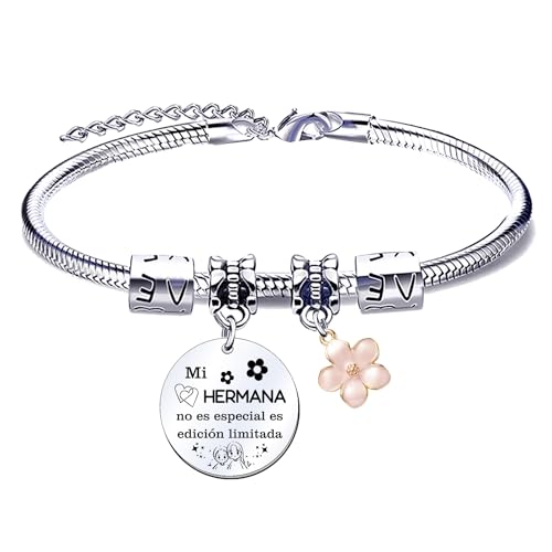 QTQTLP Pulseira irmã presente de irmã presente de irmã mais velha presente de aniversário irmã pulseira de aço inoxidável irmã pulseira personalizada mulher irmã pulseira de irmã para a melhor irmã