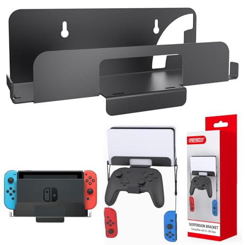 GZW-Shop Suporte de parede compatível com para Nintendo Switch e NS OLED, placa de metal engrossado de alta resistência, acessórios de metal suporte vertical com grelhas de ventilação