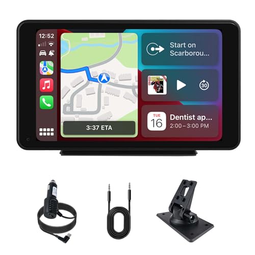 plimpton Tela de carro com Carplay sem fios Android Auto, ecrã táctil IPS para carro com BT, AUX, Mirror Link, navegação GPS, assistente de voz, L1