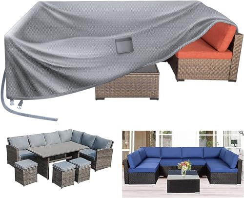 Kovshuiwe Capas para móveis de jardim, 280 x 205 x 100 cm, impermeável, capas de mesa de pátio 420D, tecido Oxford resistente, cobertura para móveis de vime, resistente ao vento, anti-UV para pátio,