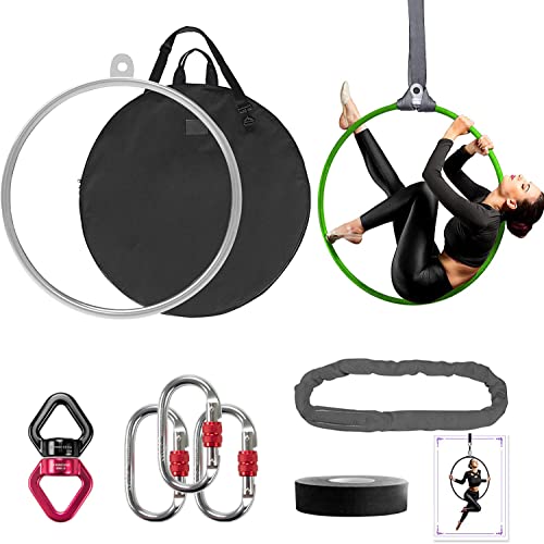 DASKING Aro de antena de 85 cm/90 cm, conjunto de anéis de antena totalmente testados de resistência de 500 lbs, equipamento aéreo de circo, aro de ioga com acessórios e saco de armazenamento