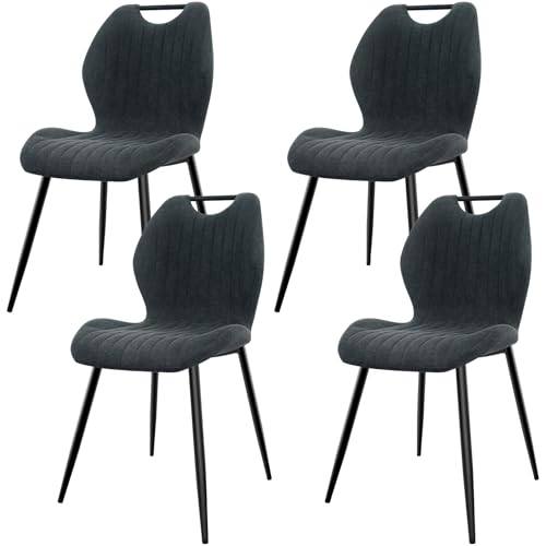 JIJIAN Conjunto de 4 cadeiras de sala de jantar, cadeiras de cozinha, cadeira estofada para cadeira, encosto de tecido e pernas de metal, ideal para salas de jantar, cozinhas e salas de estar