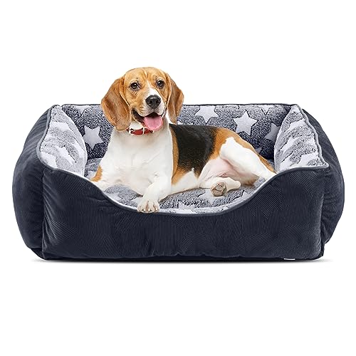 FURTIME Cama para cães pequenos antiderrapante e anti-stress - casa de banho lavável, colchão, berço, sofá - S (51x48x18cm) preto